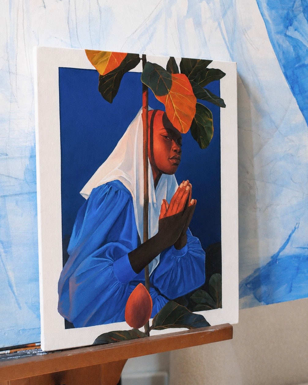 L'offrande Bleue ORIGINAL OIL PAINTING