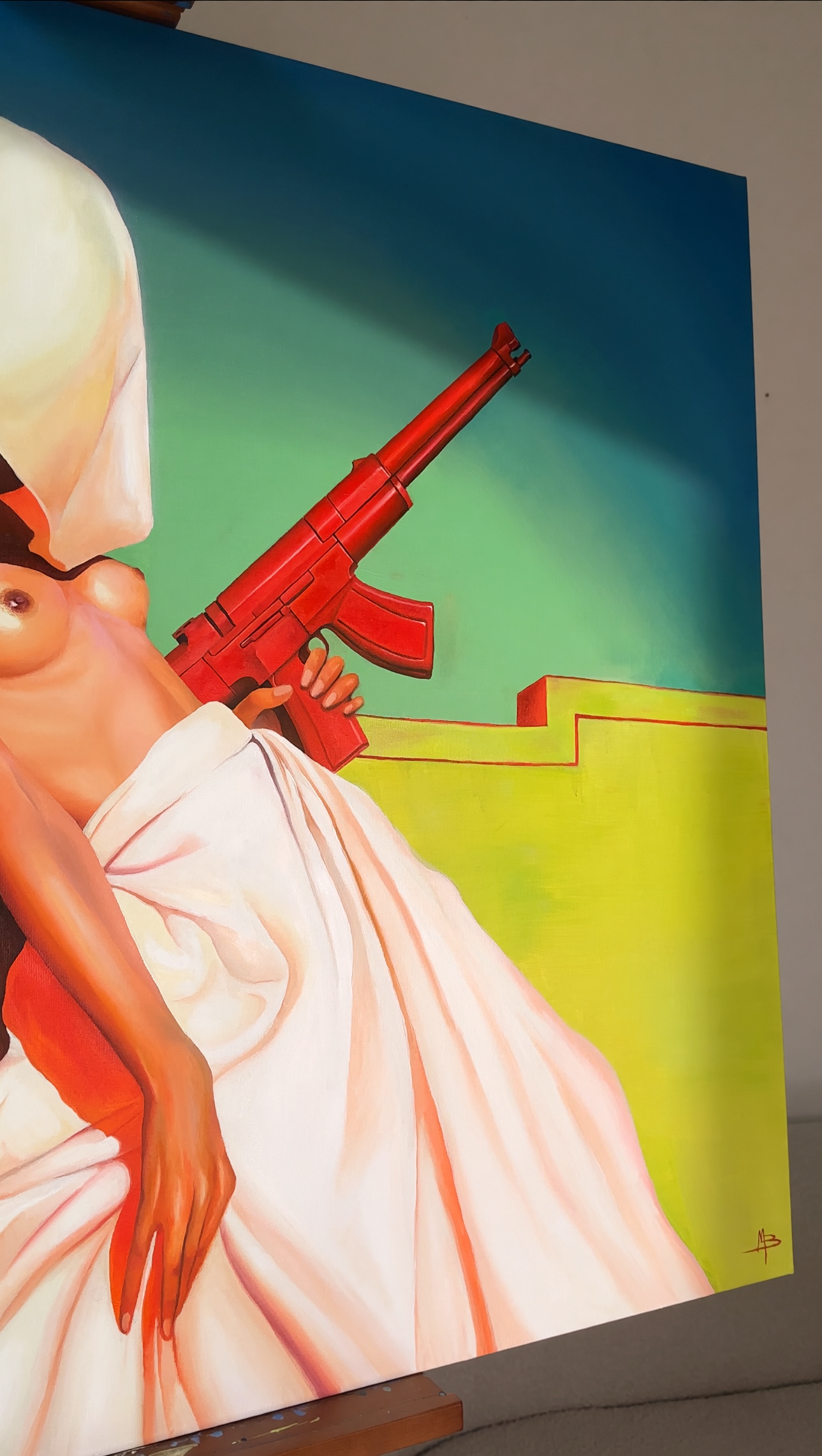 Le gun ou la rose  ORIGINAL OIL PAINTING