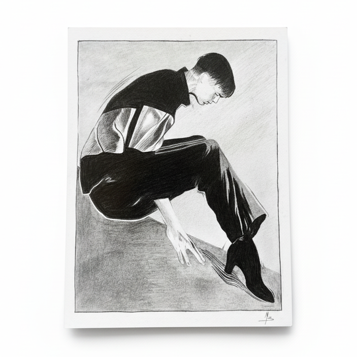 Caught in Motion ORIGINAL PENCIL DRAWING